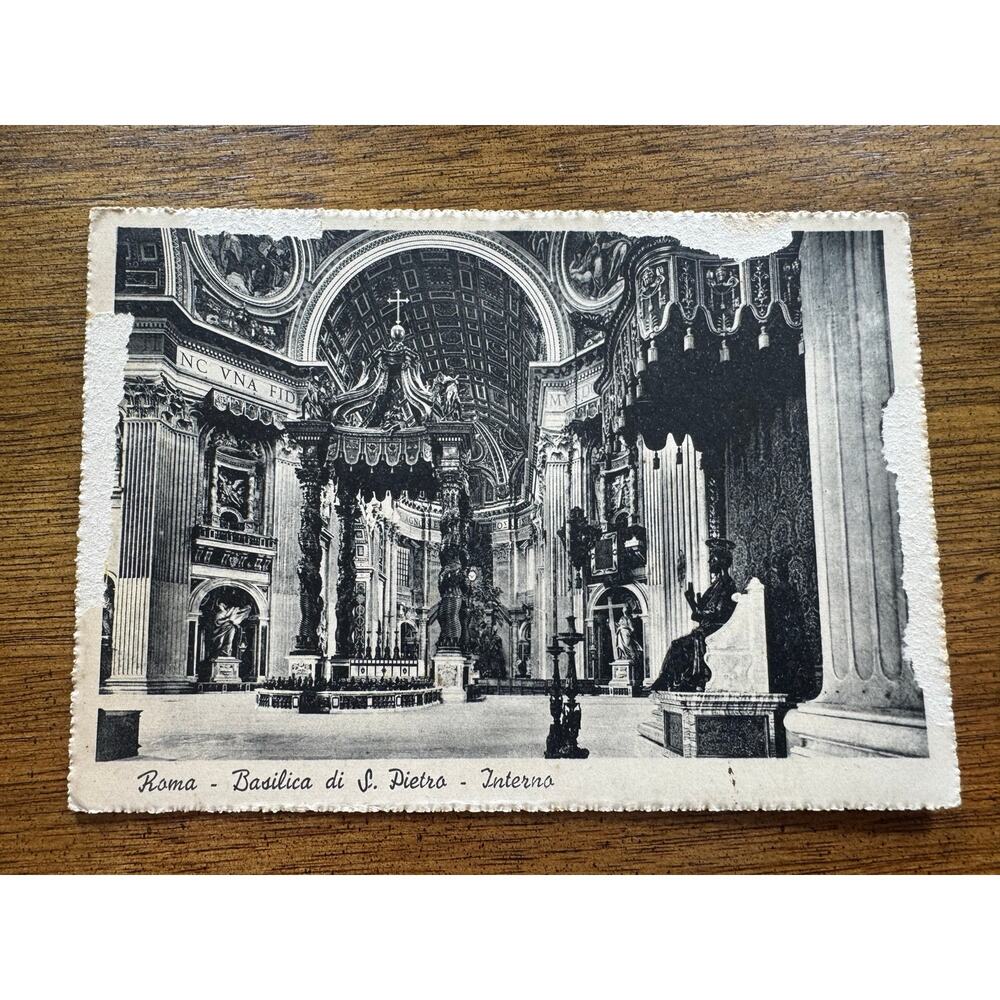 Vintage Rome Italy St. Peter’s Basilica Interior Postcard Basilica di S Pietro